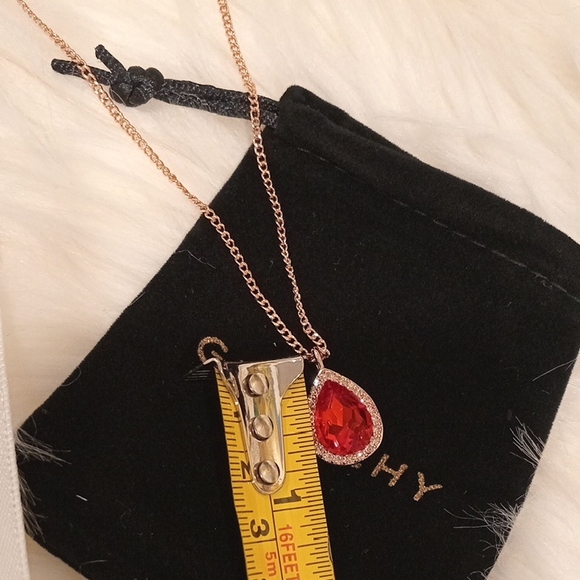 Givenchy Gold Necklace with Red Teardrop Pendant - Picture 11 of 12